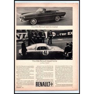 1963 Renault 2 Door Convertible Roadster Vintage Print Ad LeMans Race Car Photo